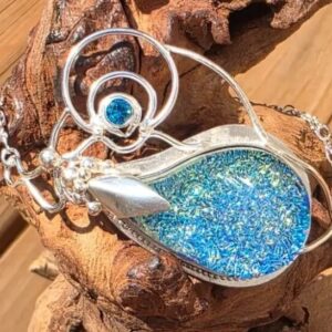 Sterling Silver Bracelet - Blue/Golden Flecks