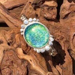 Sterling Silver Axolotl Bracelet - Green